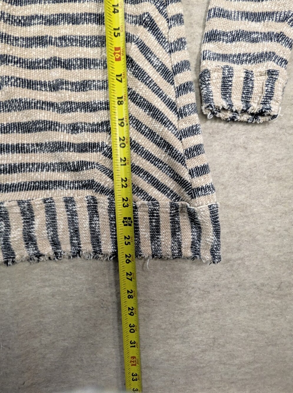 Soft Surroundings Cotton Beige Blue Stripe Boat Neck Boho Natural Petite Small - Picture 3 of 8
